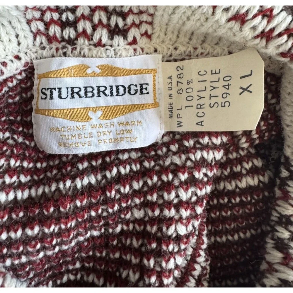 Sturbridge Women’s Plaid Knit Cardigan Sweater Beige Maroon Button Front XL
